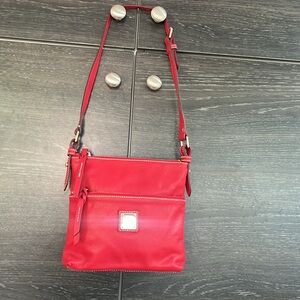 Dooney & Bourke Red Pebble Leather Letter Carrier Bag
